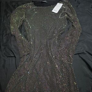 Zara Black and Gold Sequin Dress